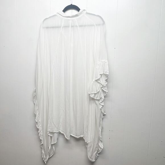 Swimsuits For All Button Front Womens White Bikini Cover Up Sz 22/24 Ruffle Trim - Picture 9 of 16